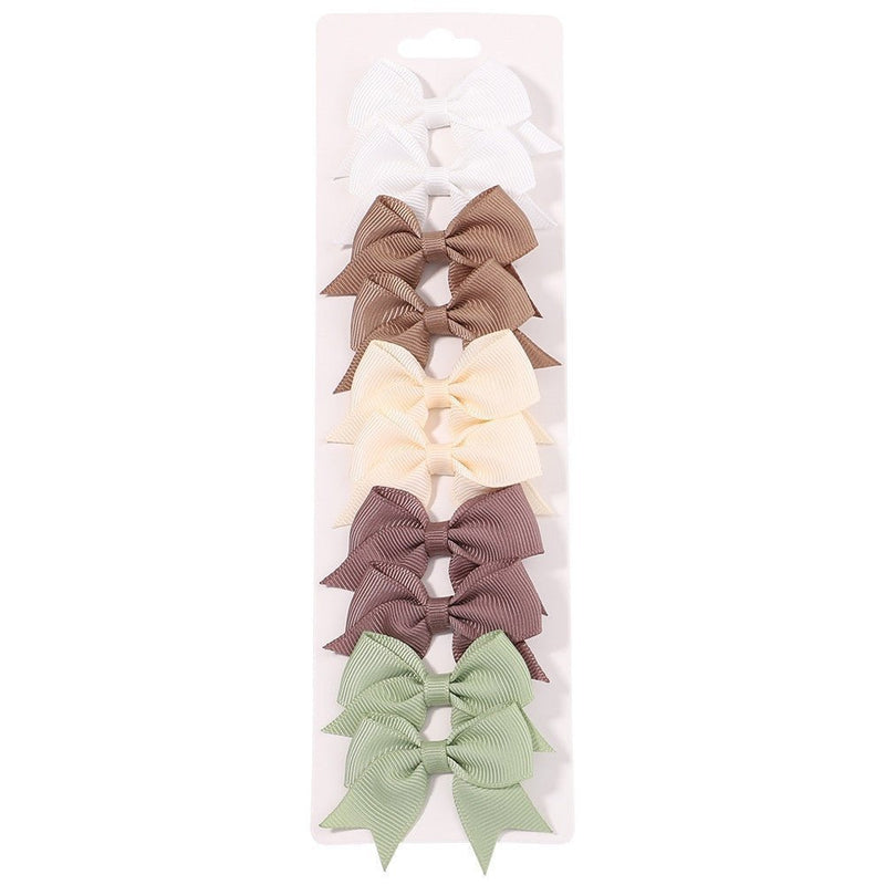10Pcs Baby Girl Handmade Ribbon Bow Hair Clips – Soft & Stylish Set - Adistore