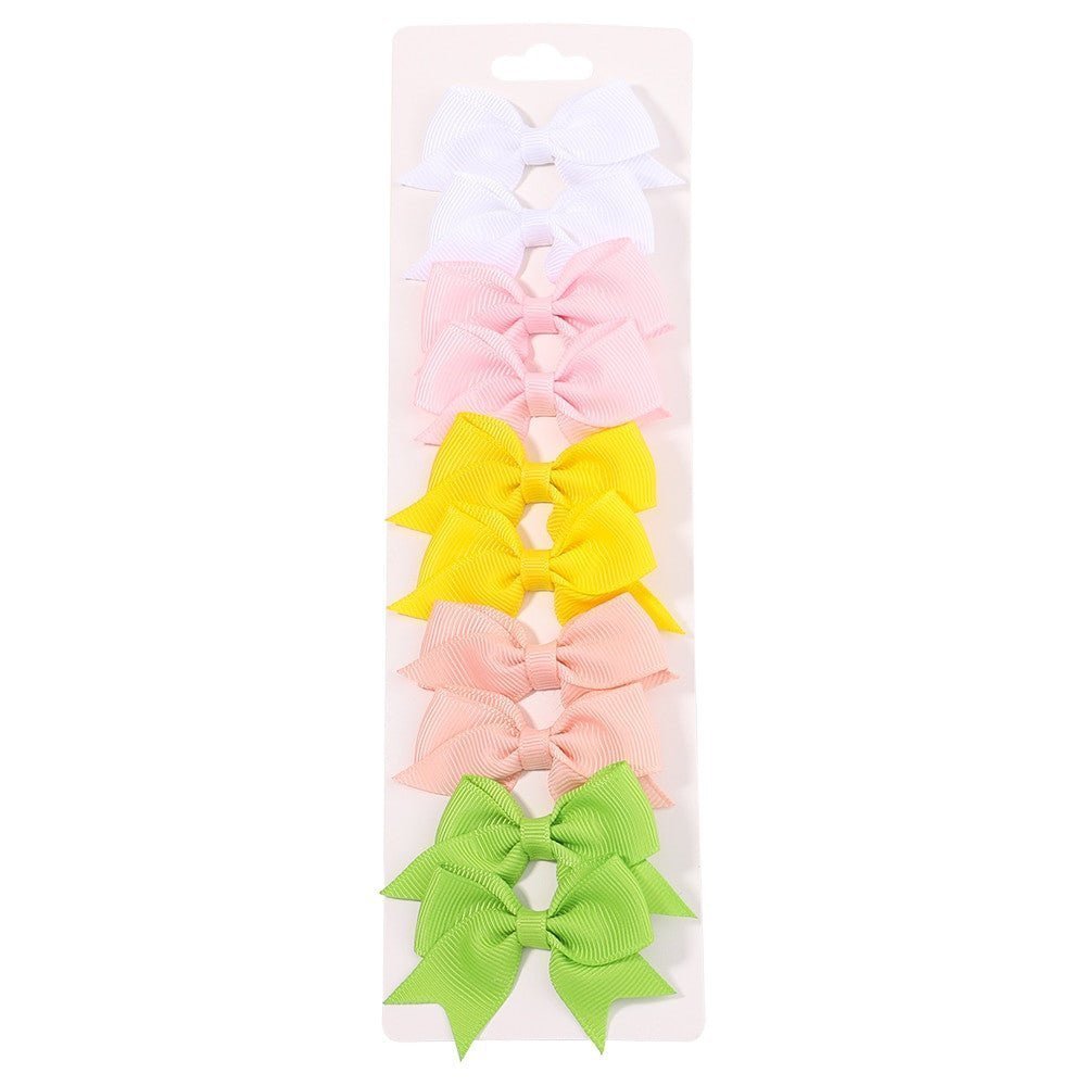 10Pcs Baby Girl Handmade Ribbon Bow Hair Clips – Soft & Stylish Set - Adistore
