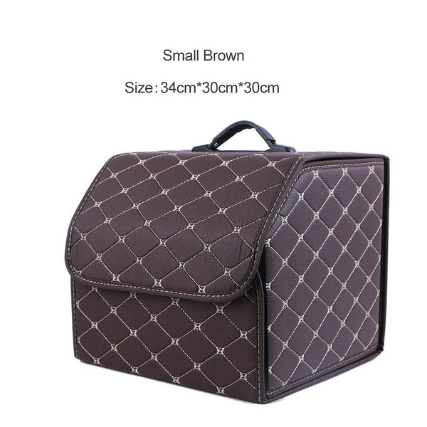 Leather Car Trunk Organizer Box – Large Capacity Folding Storage Bag - Adistore
