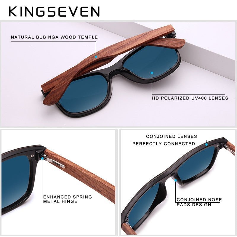 KINGSEVEN Natural Wooden Polarised Sunglasses for Men.