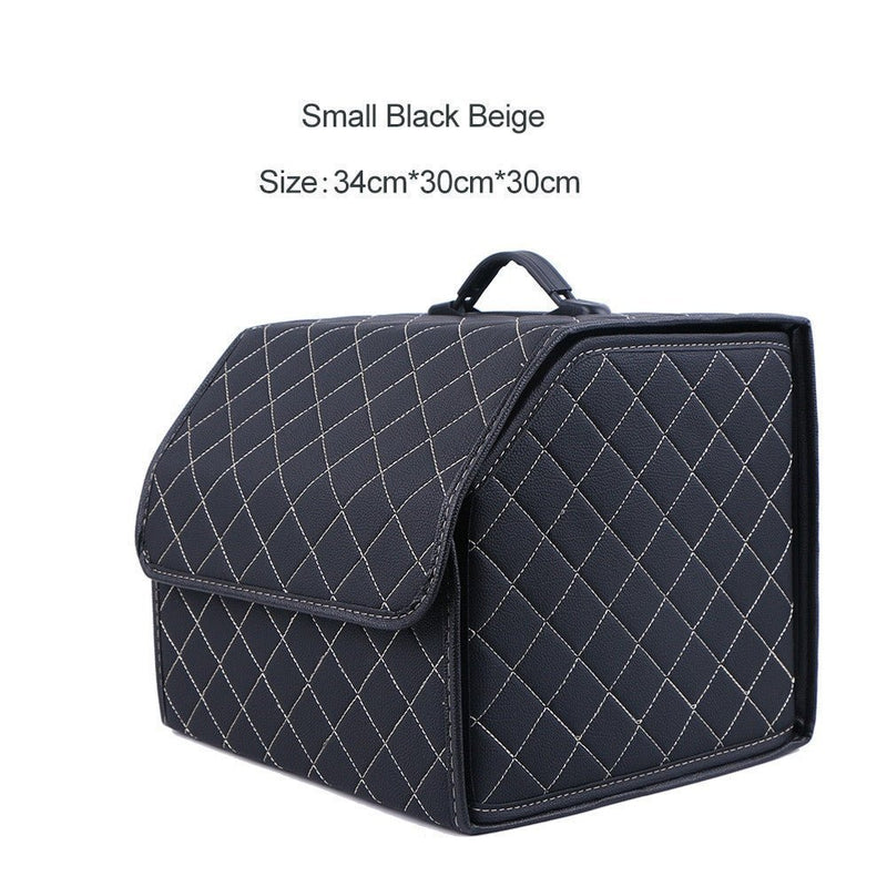 Leather Car Trunk Organizer Box – Large Capacity Folding Storage Bag - Adistore