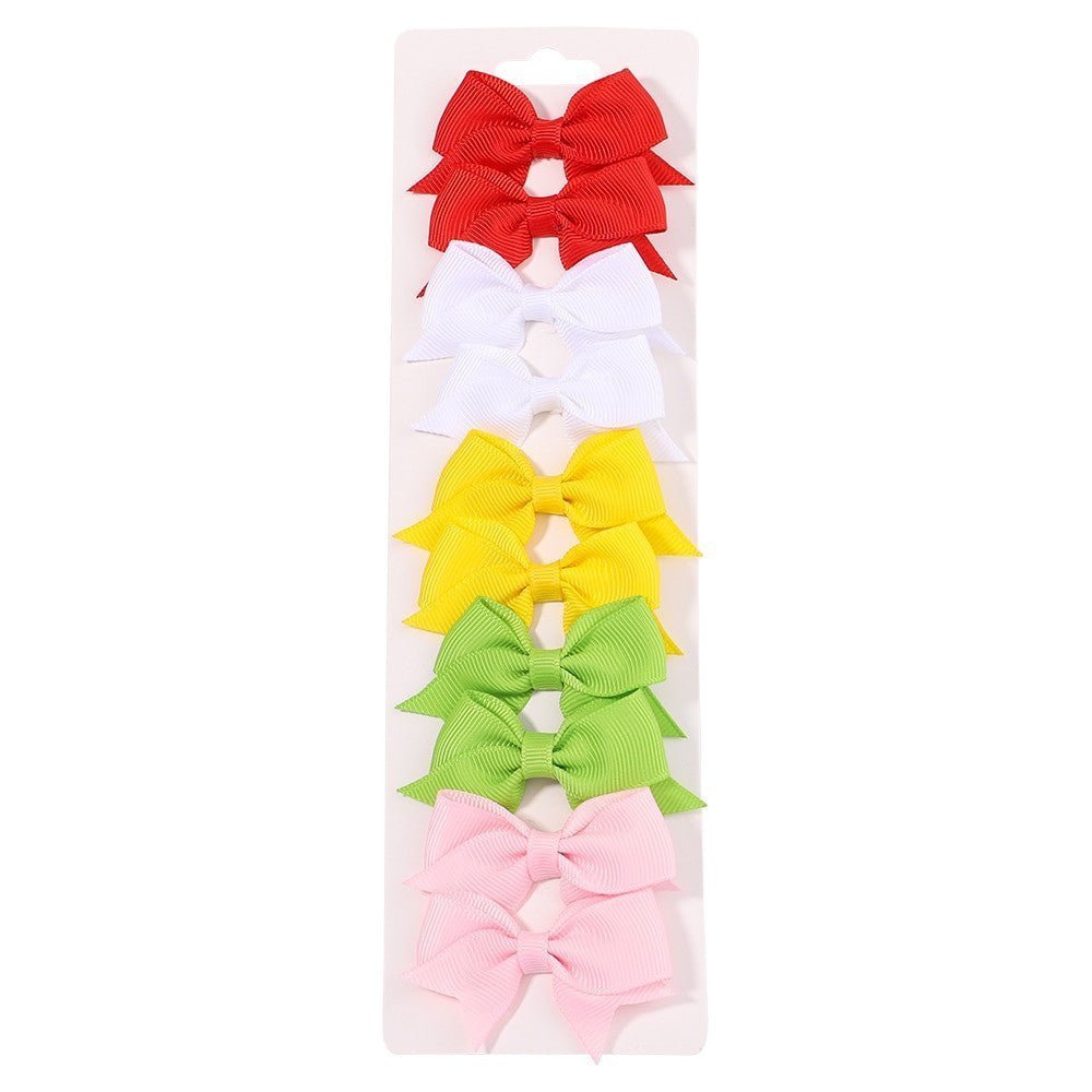 10Pcs Baby Girl Handmade Ribbon Bow Hair Clips – Soft & Stylish Set - Adistore