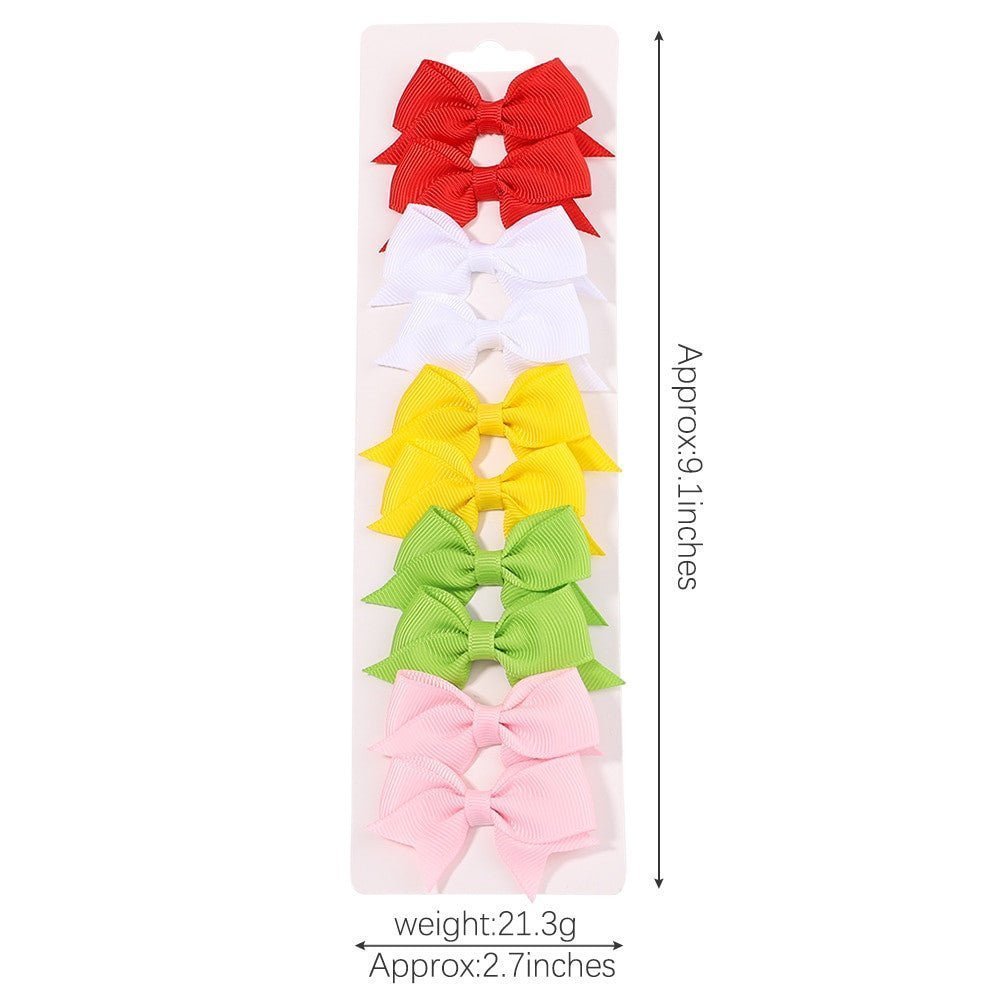 10Pcs/Set New Handmade Solid Ribbon Bowknot Hair Clips For Baby Girls.