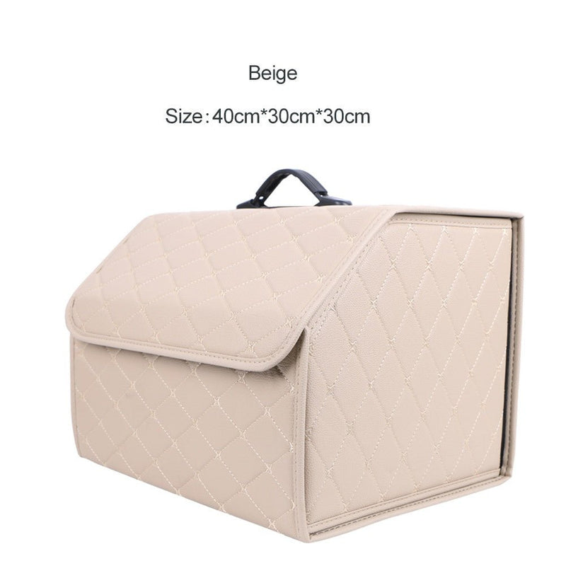 Leather Car Trunk Organizer Box – Large Capacity Folding Storage Bag - Adistore