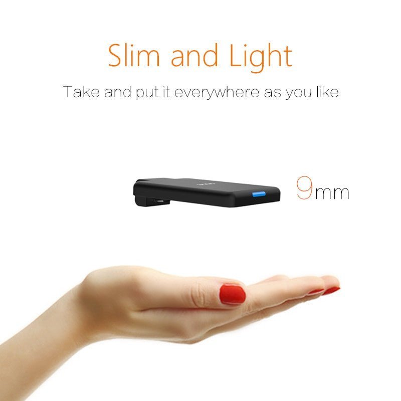 Ultra-thin 9mm OISLE Universal Type-C Battery Power Bank elegantly placed on a hand, emphasizing portability and ease of use for Samsung and other Type-C devices.