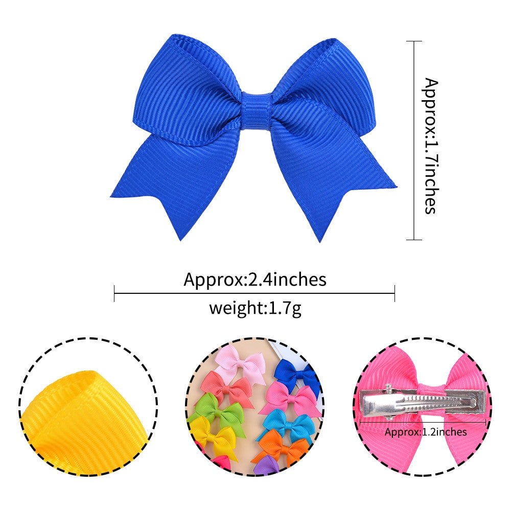 10Pcs/Set New Handmade Solid Ribbon Bowknot Hair Clips For Baby Girls.