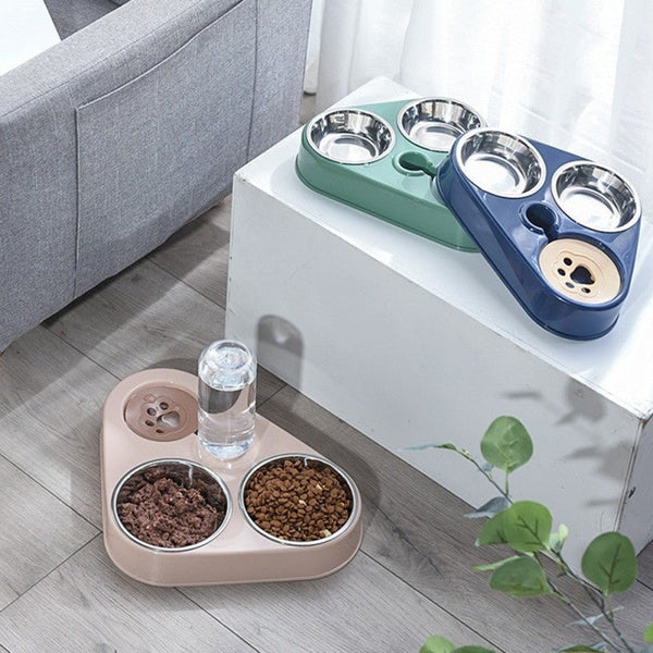 500ML Dog & Cat Feeder Bowl with Automatic Water Bottle – Pet Hydration - Adistore