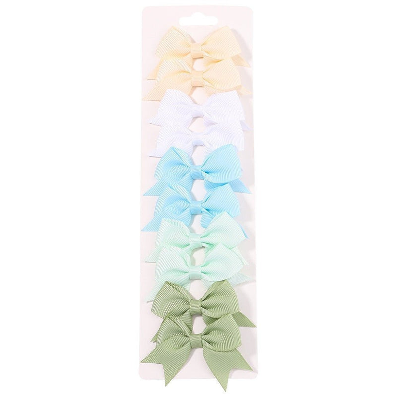 10Pcs Baby Girl Handmade Ribbon Bow Hair Clips – Soft & Stylish Set - Adistore