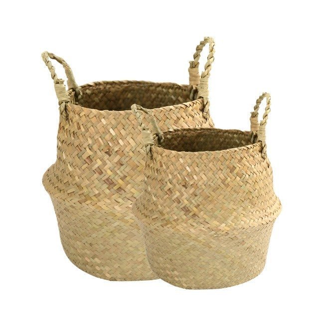 Handmade Foldable Multi-Purpose Basket - Made with Natural Rattan Seagrass, Eco-Friendly and Durable.