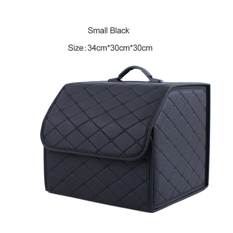 Leather Car Trunk Organizer Box – Large Capacity Folding Storage Bag - Adistore