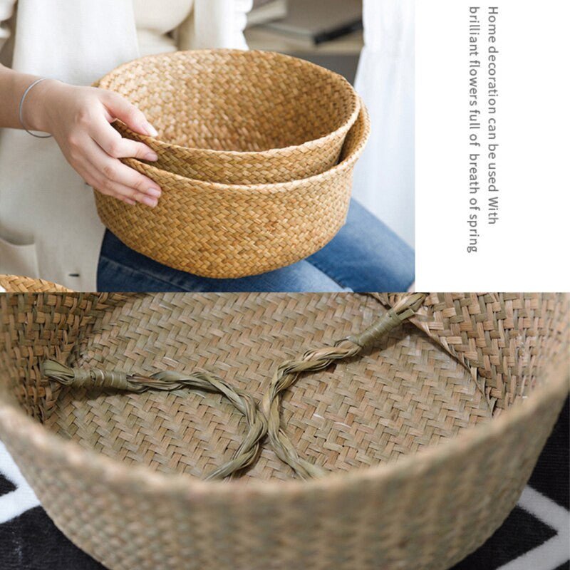 Handmade Natural Rattan Seagrass foldable multi-purpose Basket.