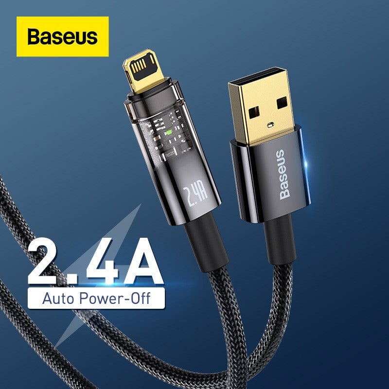 Baseus USB fast charging cord for iPhone 13 12 11Pro Max, iPad with auto power off.