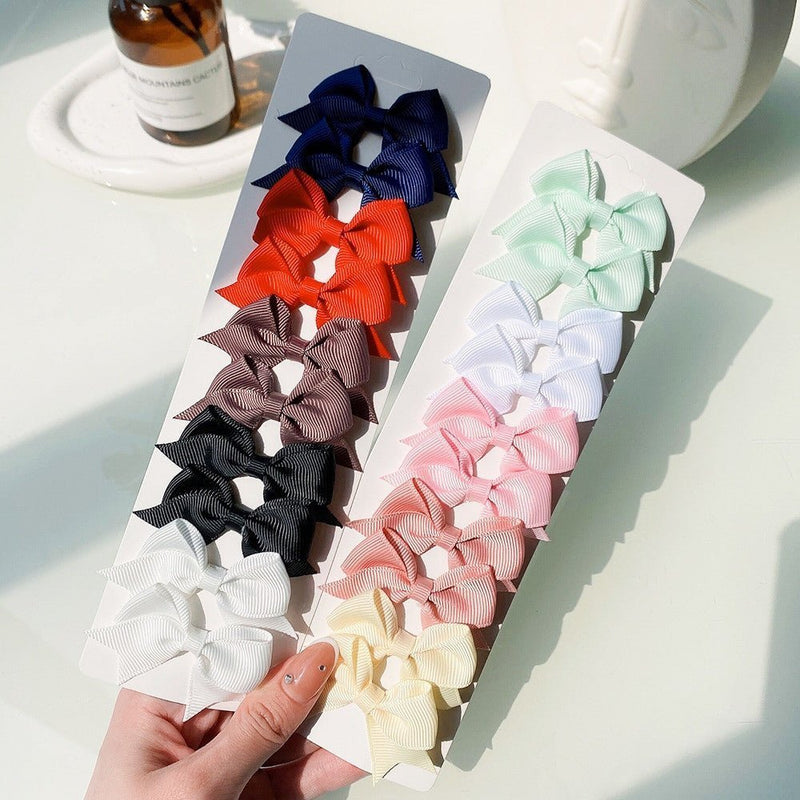 10Pcs Baby Girl Handmade Ribbon Bow Hair Clips – Soft & Stylish Set - Adistore