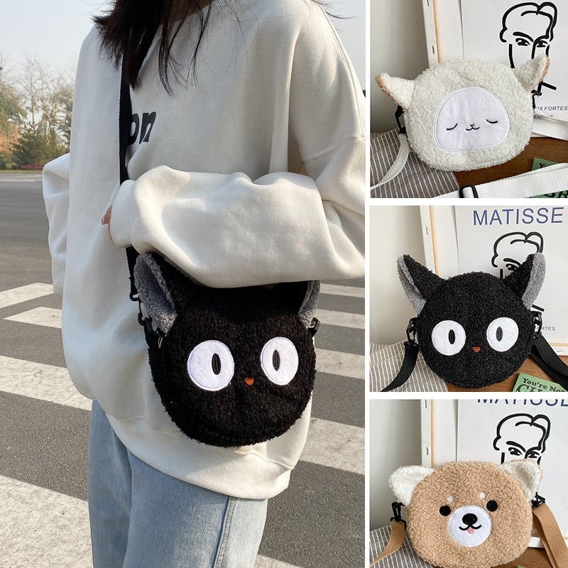 Japanese Style Kawaii Crossbody Cartoon Plush Shoulder Bag for Women.