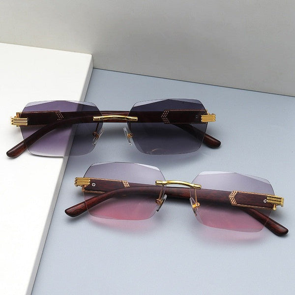 Luxury Rimless Square Sunglasses for Men – Stylish UV Protection