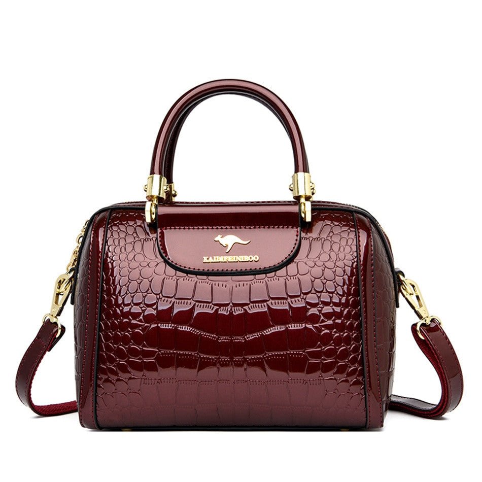 Luxury Patent Leather Crocodile Pattern Handbag for Women – Elegant Tote - Adistore