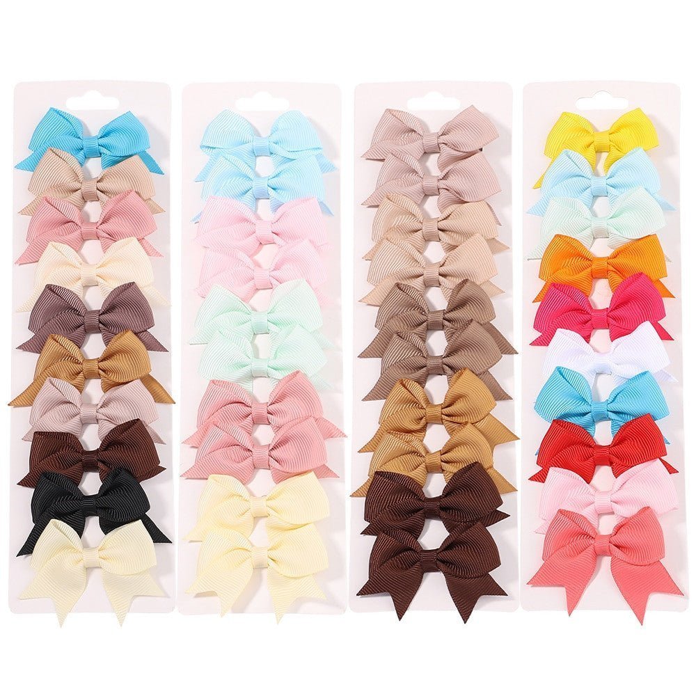 10Pcs/Set New Handmade Solid Ribbon Bowknot Hair Clips For Baby Girls.