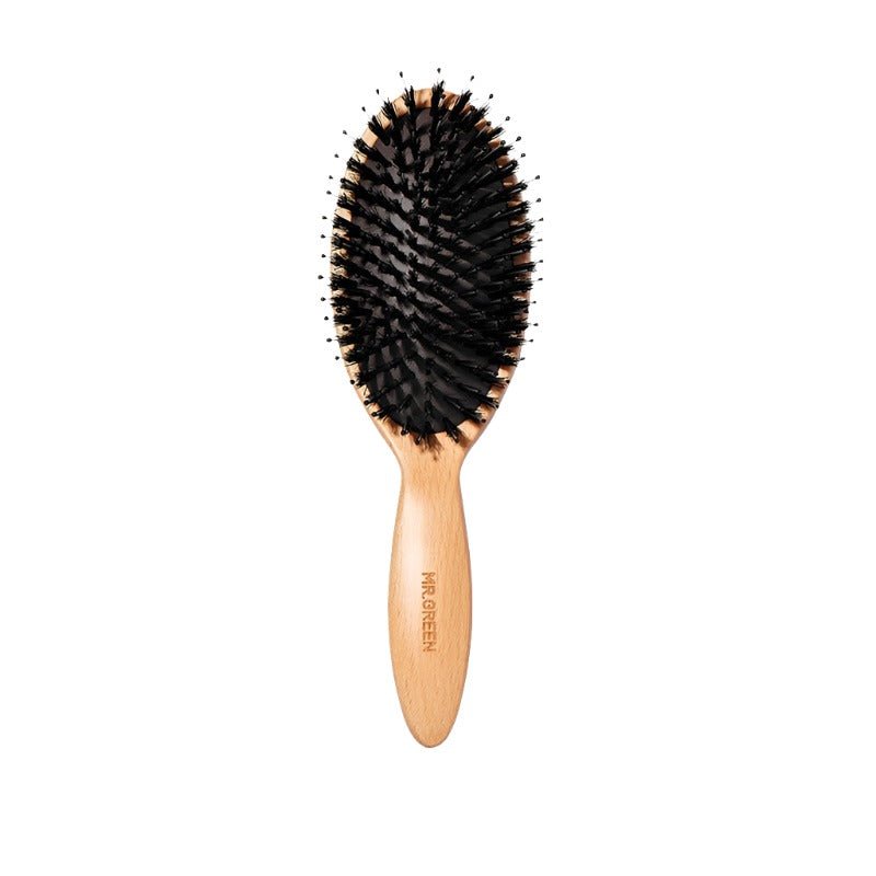 MR.GREEN Boar Bristle Hair Brush - Natural Beech Hairbrush for Women, Ideal for Wet Hair, Gentle Detangling.