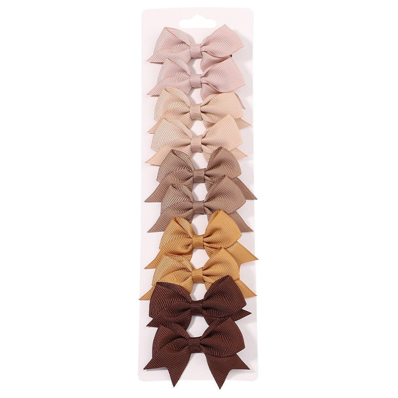10Pcs Baby Girl Handmade Ribbon Bow Hair Clips – Soft & Stylish Set - Adistore