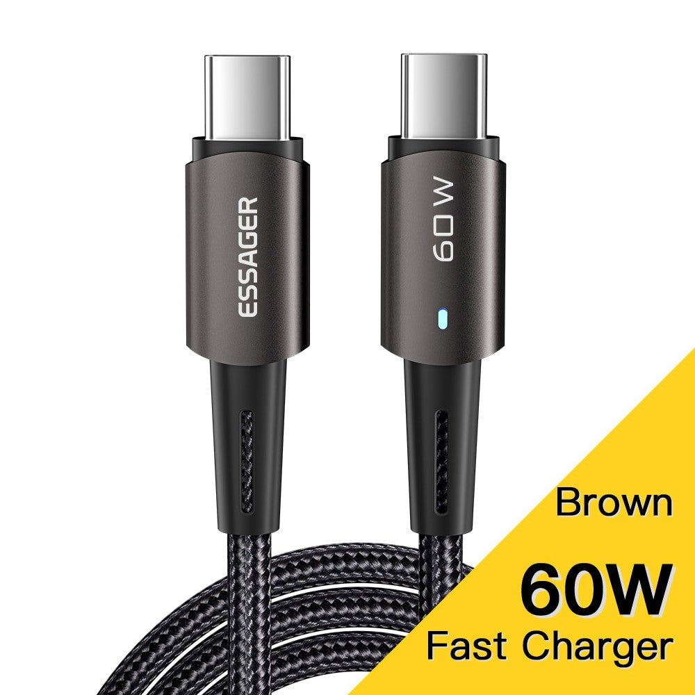 Essager Type C to C Fast Charging Cable – 100W for Phones, iPad, MacBook - Adistore