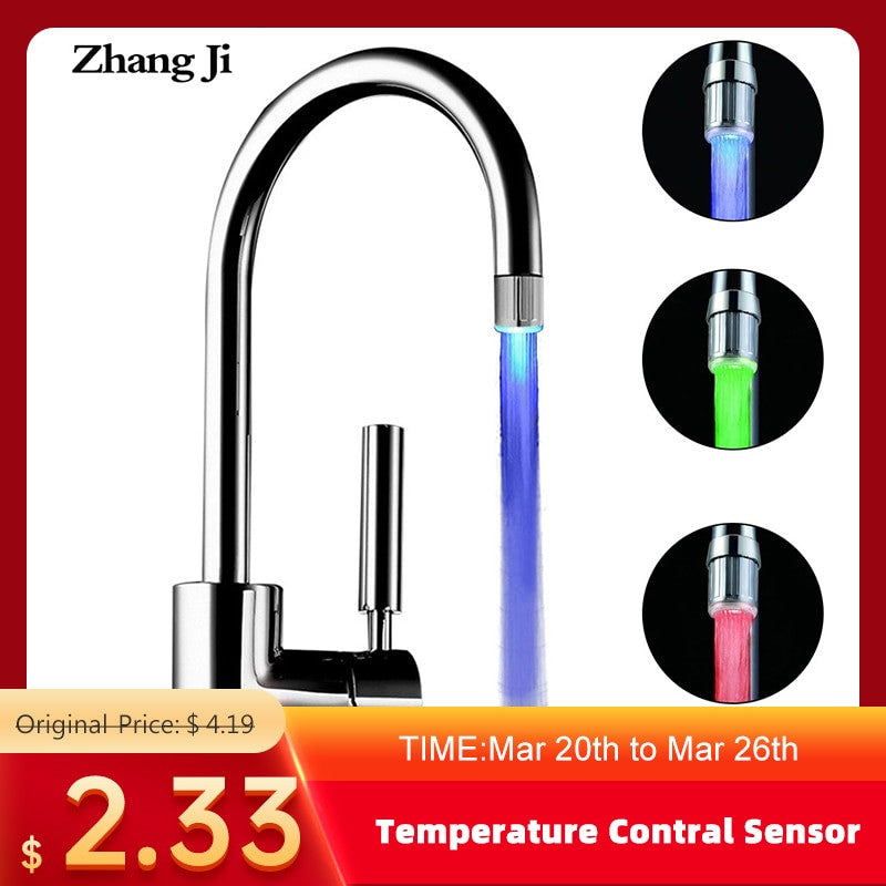 Zhang Ji LED Temperature Sensitive 3-Colour Light-up Faucet Kitchen|Bathroom.