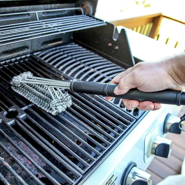 18-Inch BBQ Grill Cleaning Brush – 3-in-1 Stainless Steel Bristles - Adistore