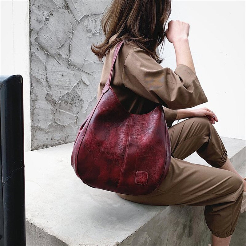 Vintage PU Leather Boston Small Handbag – Crossbody Travel Purse - Adistore