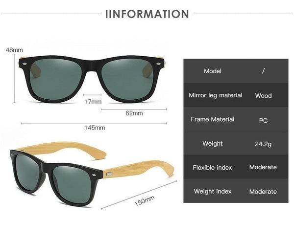 Wood Bamboo Polarised Sunglasses – UV400 Vintage Driving Glasses - Adistore