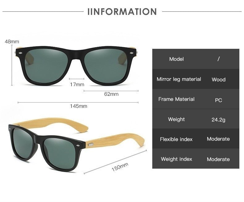 Wood Bamboo Polarised Sunglasses – UV400 Vintage Driving Glasses - Adistore