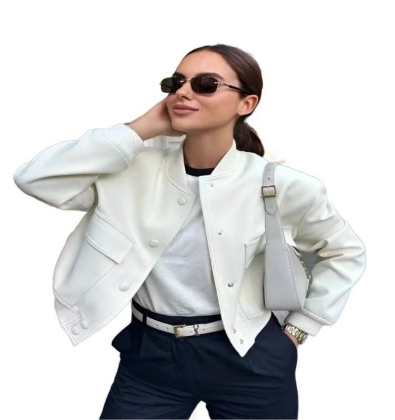 SLTNX TRAF Fashion Bomber Jackets for Women - Long Sleeve with Pockets.