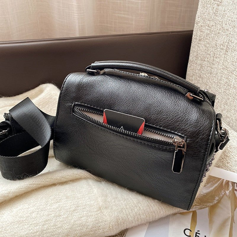 Fashion Rivet Women’s Handbag – Black Tote, Crossbody & Shoulder Bag - Adistore