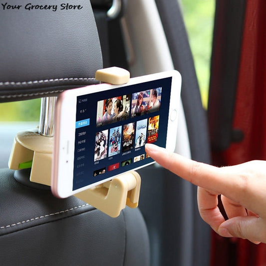 Universal Car Headrest Hooks with Phone Holder Backseat - Convenient hooks and phone holder for organized and enjoyable car journeys.