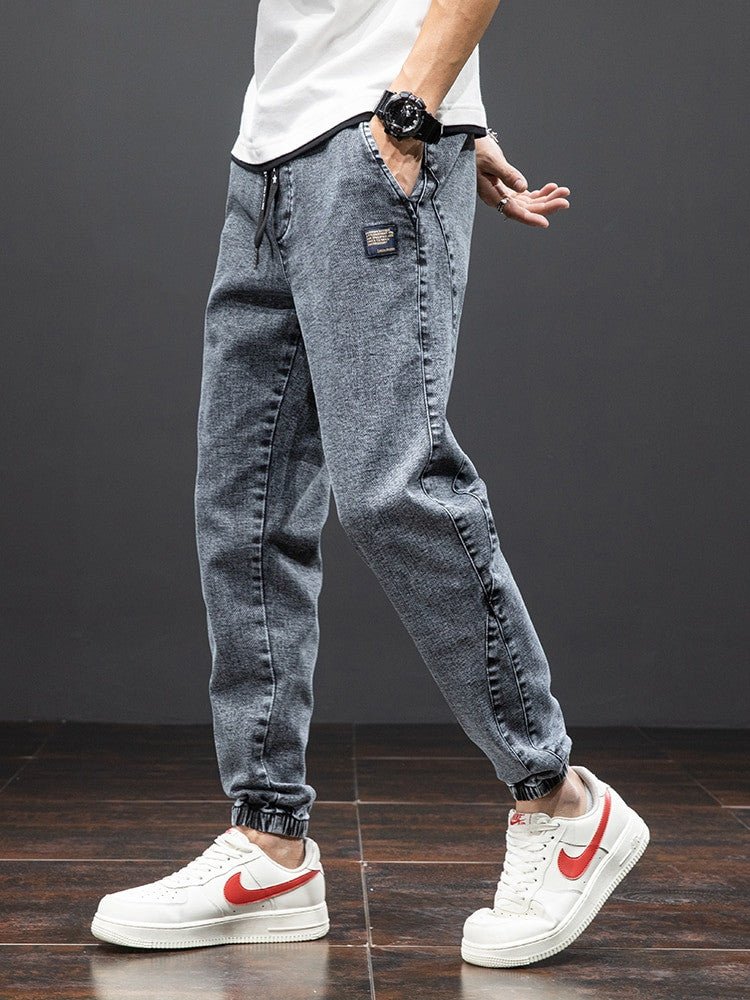 Men’s Plus Size Cargo Jeans – Black & Blue Streetwear Denim 6XL-8XL - Adistore