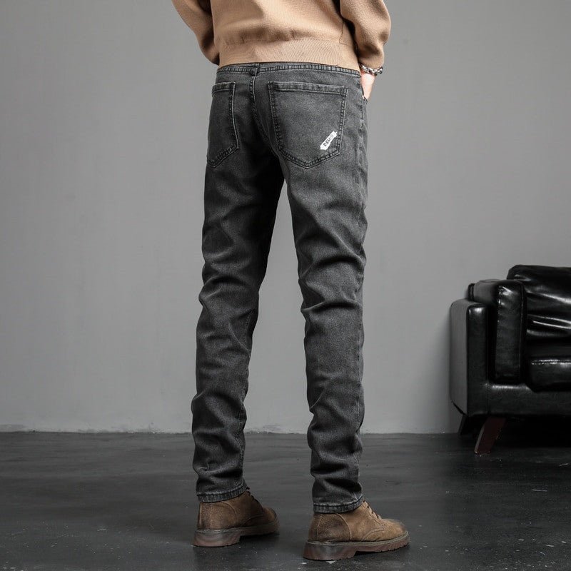 Vintage Blue Men's Jeans – Elastic Fit Spring Summer Denim Pants - Adistore