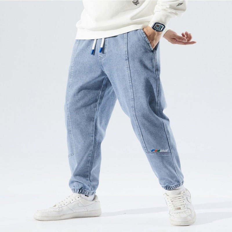 Spring Autumn Plus Size Baggy Jeans Men - Stretch Cotton Denim Trousers 8 XL