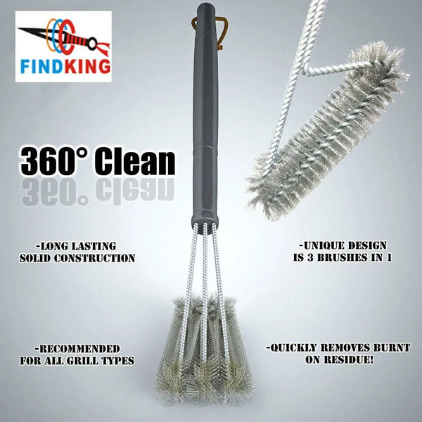 18-Inch BBQ Grill Cleaning Brush – 3-in-1 Stainless Steel Bristles - Adistore