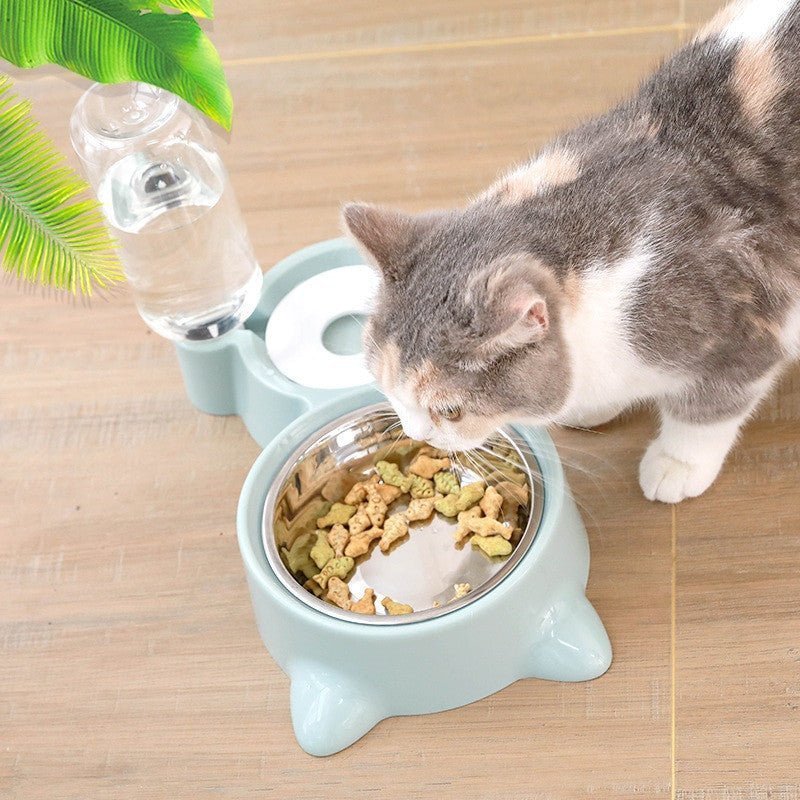 Blue Automatic Dog/Cat Food Water Feeder Container.