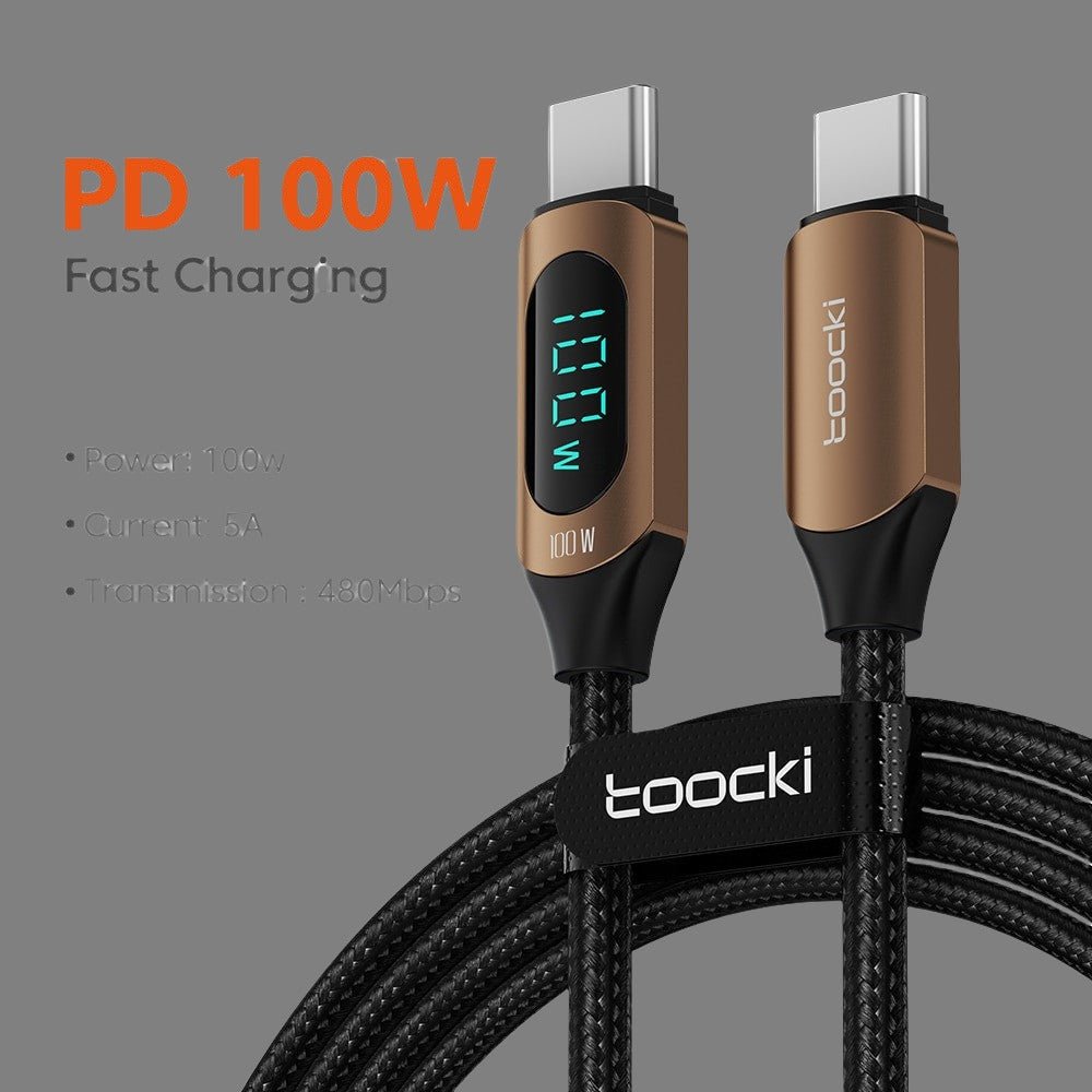 Toocki Type C to C Cable - Fast Charging for Xiaomi POCO F3, Realme, MacBook, iPad, High-Speed Data Transfer.