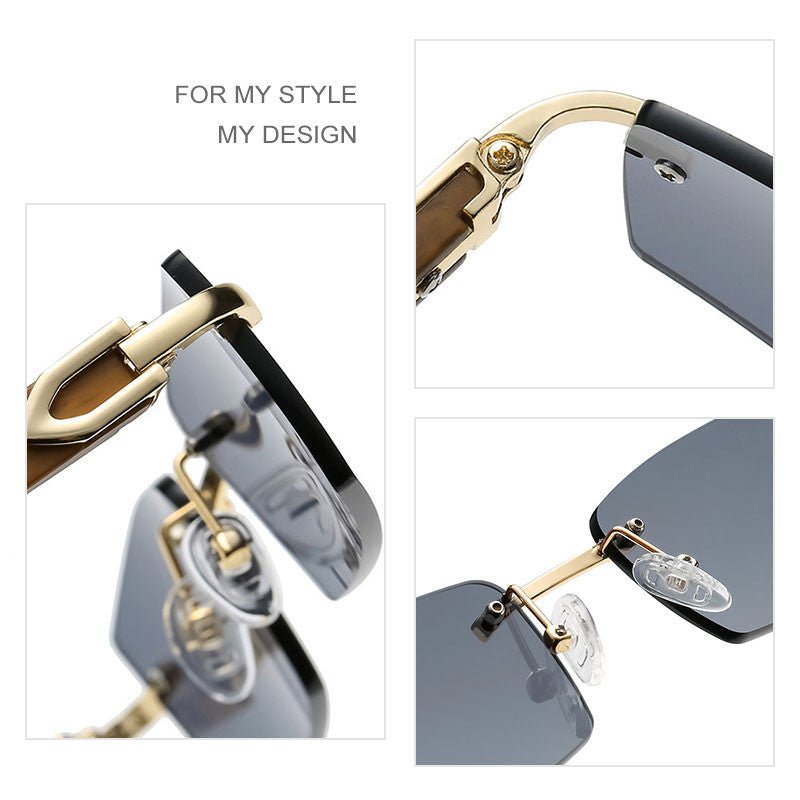 CATERSIDE Punk Rimless Rectangle Sunglasses for Men - UV400