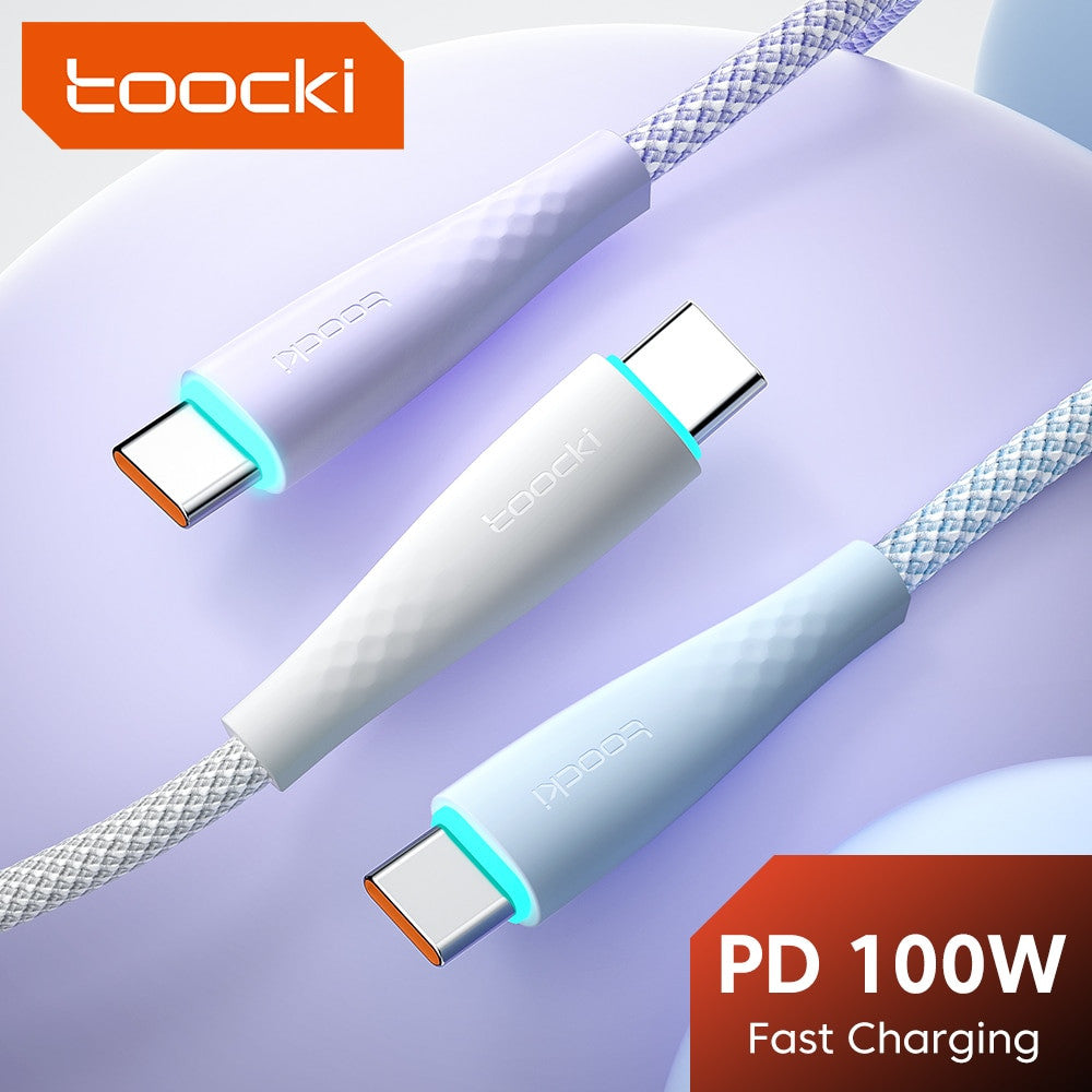 A white Toocki USB C to C cable.