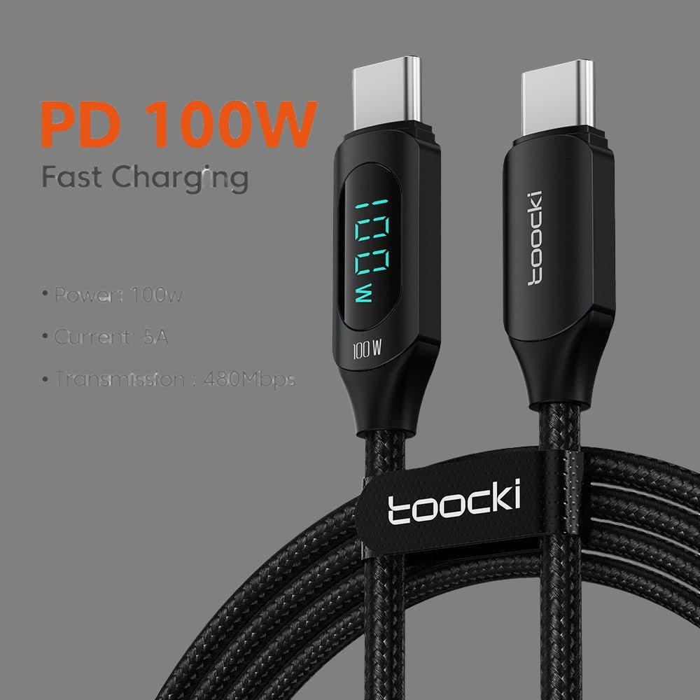 Toocki Type C to C Cable - Fast Charging for Xiaomi POCO F3, Realme, MacBook, iPad, High-Speed Data Transfer.