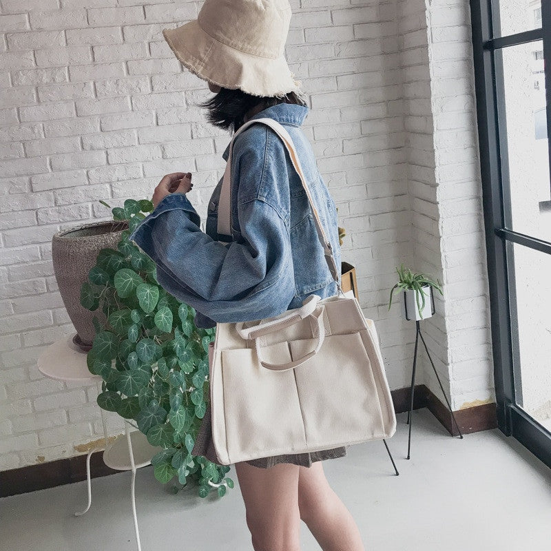 Women's Canvas Tote Handbag – Casual Travel Zip Organizer Bag - Adistore