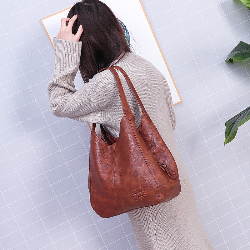 Vintage PU Leather Boston Small Handbag – Crossbody Travel Purse - Adistore