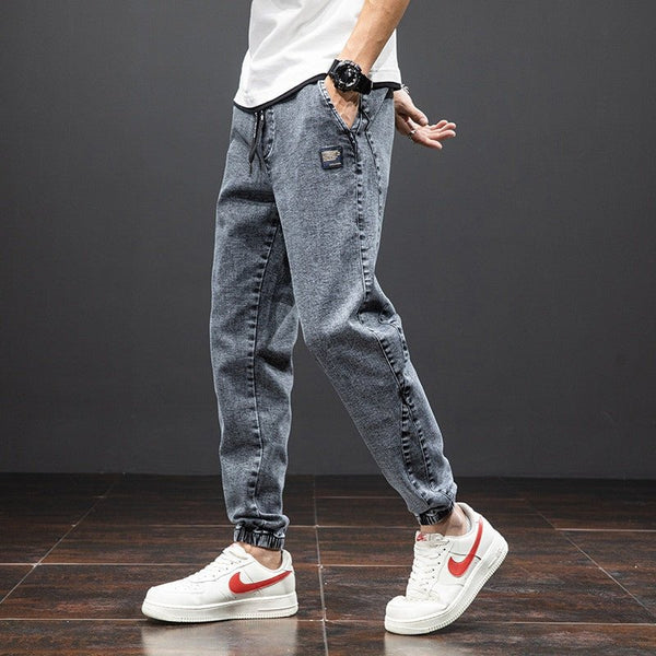 Men’s Plus Size Cargo Jeans – Black & Blue Streetwear Denim 6XL-8XL - Adistore