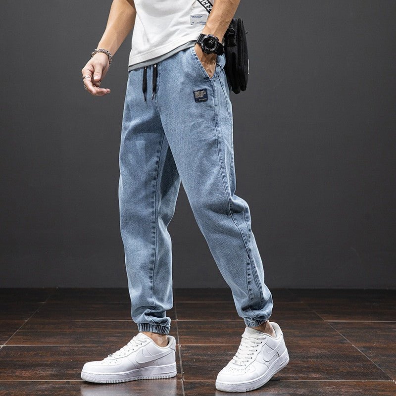 Men’s Plus Size Cargo Jeans – Black & Blue Streetwear Denim 6XL-8XL - Adistore
