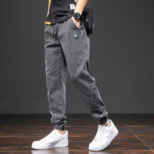 Men’s Plus Size Cargo Jeans – Black & Blue Streetwear Denim 6XL-8XL - Adistore