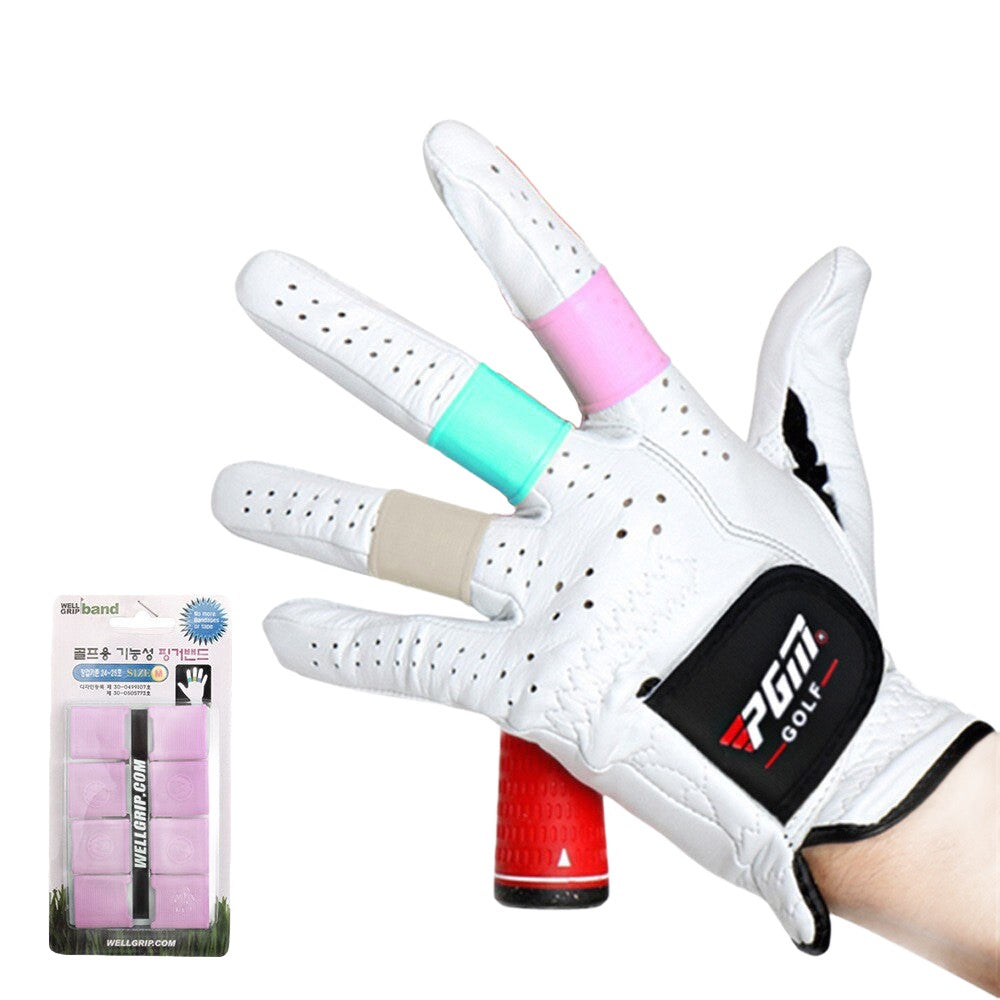 Men's anti-slip sheepskin golf glove in soft white leather with breathable design and secure grip.