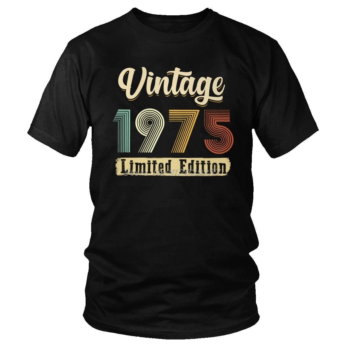 Classic Vintage 1975 T-shirt for Men - Short Sleeve, Soft Cotton, Slim Fit, Retro Graphic Design.