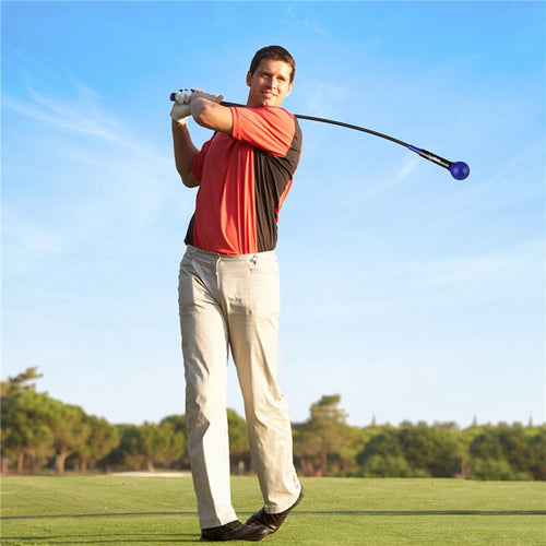 Flex golf swing trainer in use by golfer on course