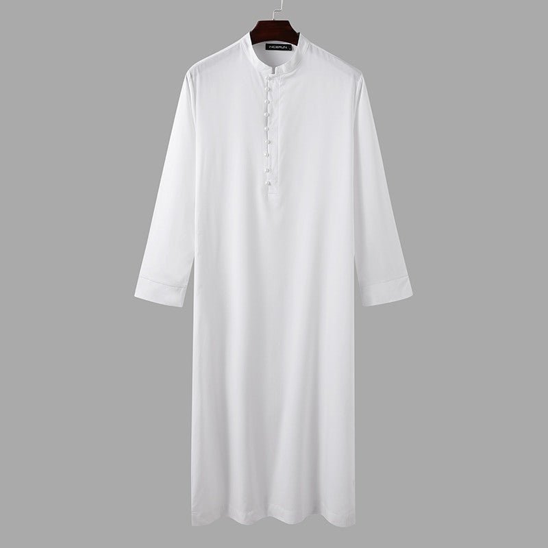 Muslim Men’s Jubba Thobe - Long Sleeve, Stand Collar Islamic Arabic Kaftan, Elegant and Comfortable, Traditional Middle Eastern Design,